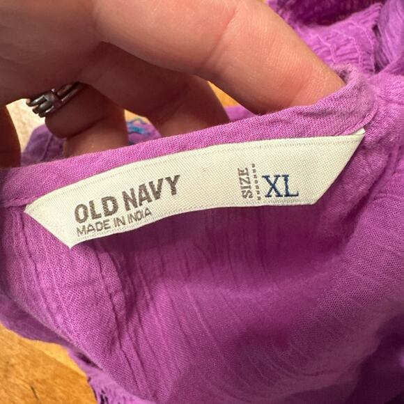 Old Navy Women’s Embroidered Boho Blouse Size XL X-Large Short Sleeve Shirt Plus - Picture 11 of 12